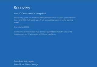 Windows 10 Recovery Hatası