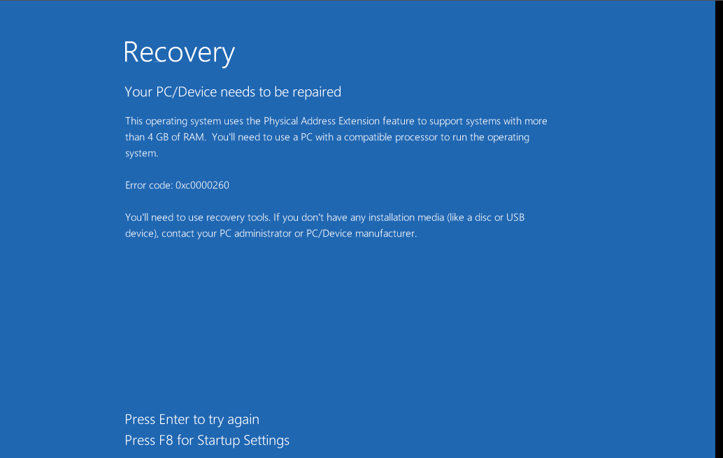 Windows 10 Recovery Hatası